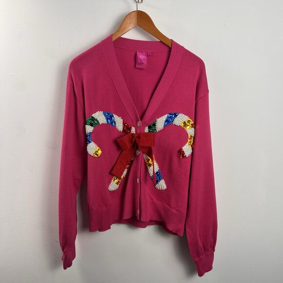 Queen of Sparkles Christmas Candy Cane Cardigan – Special Edition Sequin Holiday - Picture 2 of 10
